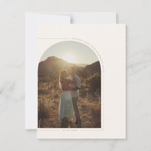 Moderne legant Arch Photo Save the Date (Achterkant)