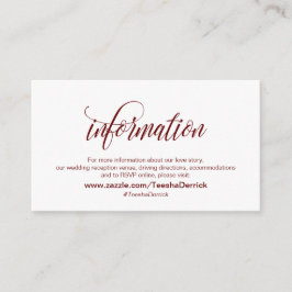 Moderne legant, Bourgogne, onze huwelijksgegevens Informatiekaartje