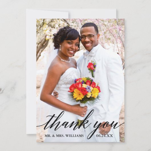 Moderne legant Calligraphy Script Weddenschap Bedankkaart (Voorkant)