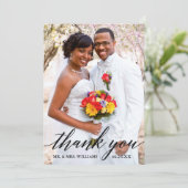 Moderne legant Calligraphy Script Weddenschap Bedankkaart (Staand voorkant)