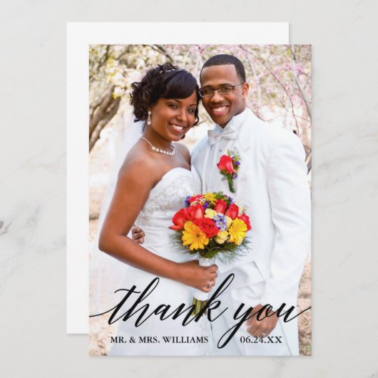 Moderne legant Calligraphy Script Weddenschap Bedankkaart (Voorkant / Achterkant)