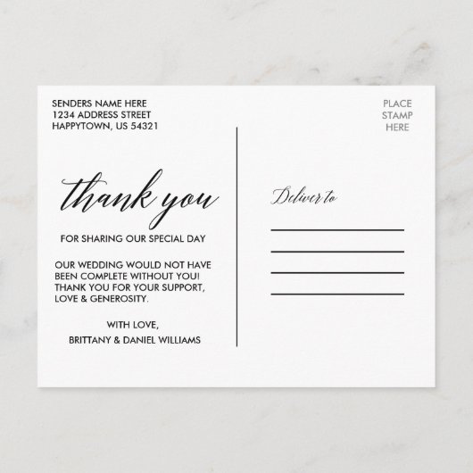 Moderne legant calligraphy Weddenschap Hartelijk d Briefkaart (Achterkant)