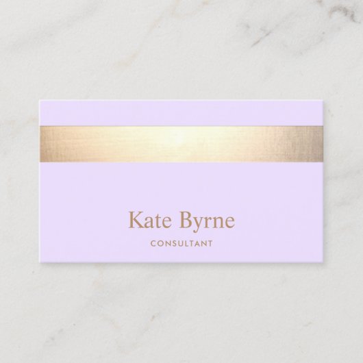 Moderne legant lavender Gold Stripe Visitekaartje (Voorkant)