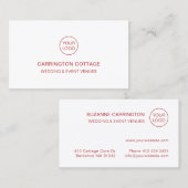 Moderne legant minimalistisch uw Logo. Rood Visitekaartje (Voorkant / Achterkant)