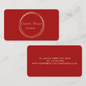Moderne legant, rode, gouden cirkel visitekaartje (Voorkant / Achterkant)