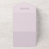 Moderne legant Script Lavender Photo Wedding All In One Uitnodiging (Buitenkant)
