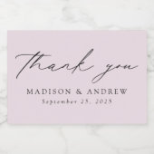 Moderne legant Script Lavender Weddenschap Bedankt Sparkling Wijnetiket (Enkel label)