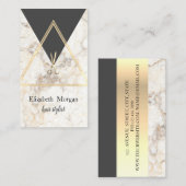 Moderne legante geometrische marmer Gold, schaar Visitekaartje (Voorkant / Achterkant)