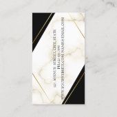 Moderne legante geometrische marmer Gold Stripes Visitekaartje (Achterkant)