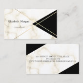 Moderne legante geometrische marmer, zwarte gouden visitekaartje (Voorkant / Achterkant)