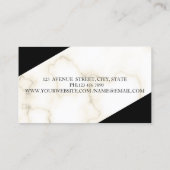 Moderne legante geometrische marmer, zwarte gouden visitekaartje (Achterkant)