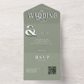 Moderne legante grove QR-code bruiloft All In One Uitnodiging (Binnen)