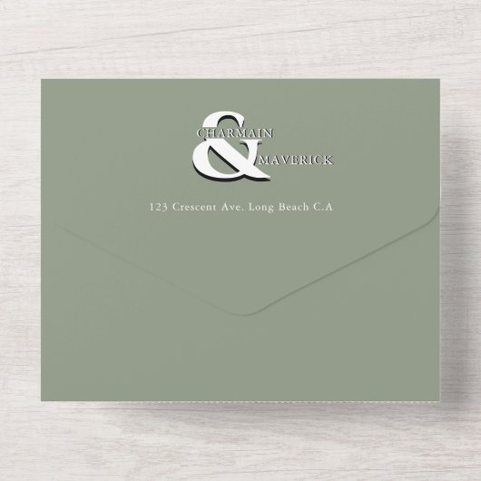 Moderne legante grove QR-code bruiloft All In One Uitnodiging (Achterkant)