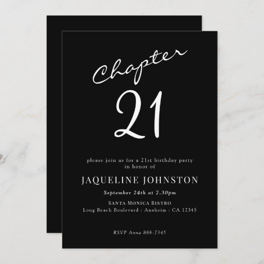 Moderne legante kalligrafie 21ste verjaardag kaart (Voorkant / Achterkant)