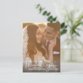 Moderne legante kalligrafie Foto bruiloft Bedankt Briefkaart (Staand voorkant)