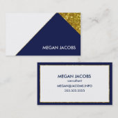 Moderne legante marine Faux Gold Sparkle geometric Visitekaartje (Voorkant / Achterkant)