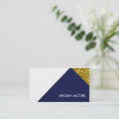 Moderne legante marine Faux Gold Sparkle geometric Visitekaartje (Staand voorkant)