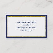 Moderne legante marine Faux Gold Sparkle geometric Visitekaartje (Achterkant)