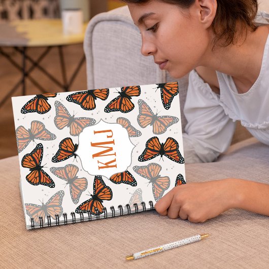 Moderne legante monoarch Butterfly-monogrammen Notitieboek