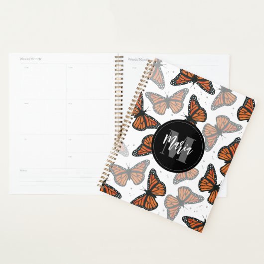 Moderne legante monoarch Butterfly-monogrammen Planner (Display)