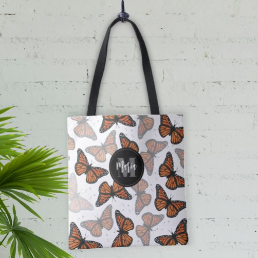 Moderne legante monoarch Butterfly-monogrammen Tote Bag