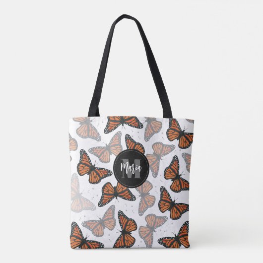 Moderne legante monoarch Butterfly-monogrammen Tote Bag (Achterkant)