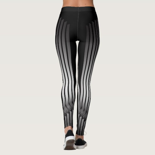Moderne Leggings in Stripe / Black White (Achterkant)
