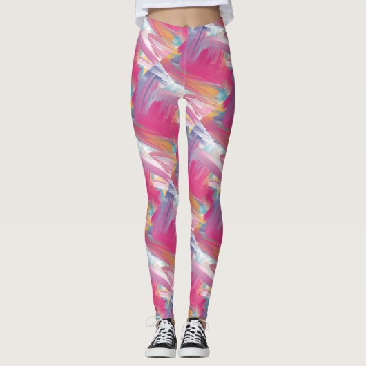 Moderne Leggings met Ruw Borstelstreekprint (Voorkant)