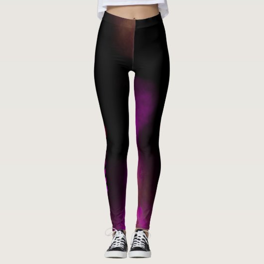 Moderne LEGGINGS voor de sport in zwart-wit en roz (Voorkant)