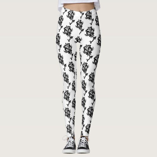 Moderne Leggins met zwarte Rozen Leggings (Voorkant)