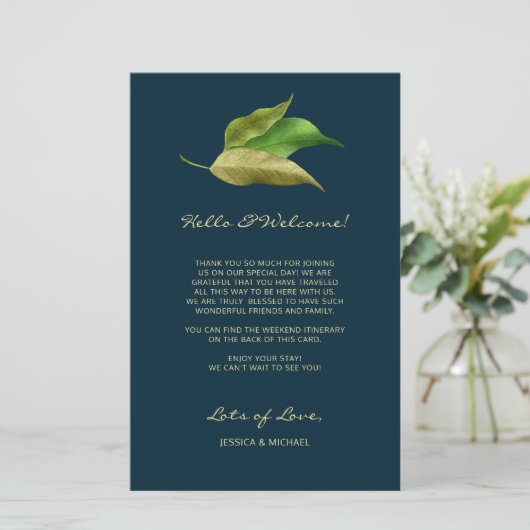 Moderne leien Deep Blue Weddenschap Welkomstroute (Staand voorkant)