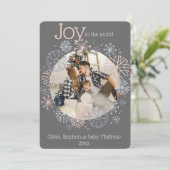 Moderne leigrijze fotolijst met pastel sneeuwvlokk (Staand voorkant)