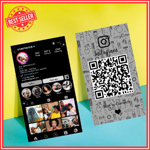 Moderne Leigrijze Salon Instagram QR Zakelijke Kaa Visitekaartje