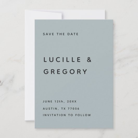 Moderne Leisteen Editoriaal Kleine Letters Opslaan Save The Date (Voorkant)