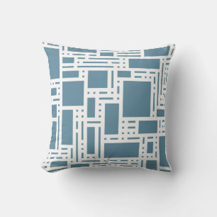 Moderne Leisteenblauwe Abstracte Geometrische Worp Kussen