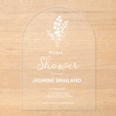 Moderne Lelie van het Vallei Boeket Vrijgezellenfe Acryl Uitnodigingen (Voorkant)