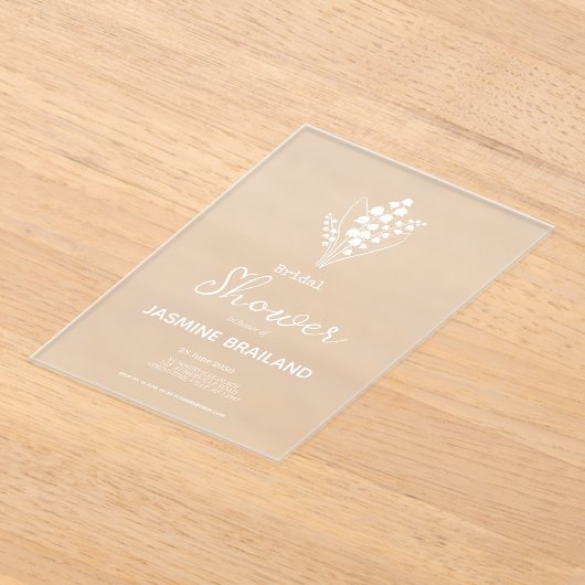 Moderne Lelie van het Vallei Boeket Vrijgezellenfe Acryl Uitnodigingen (Laagn)