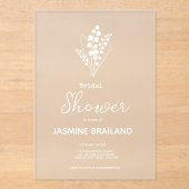 Moderne Lelie van het Vallei Boeket Vrijgezellenfe Acryl Uitnodigingen (Voorkant)