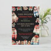 Moderne Lelijke Kersttrui Gift Exchange Party Kaart (Staand voorkant)