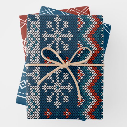 Moderne lelijke partij rode en blauwe lelijke trui inpakpapier vel (In situ)