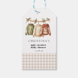 Moderne lelijke wintertrui Baby shower Cadeaulabel