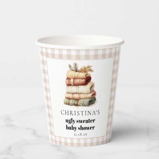 Moderne lelijke wintertrui Baby shower Papieren Bekers (Achterkant)