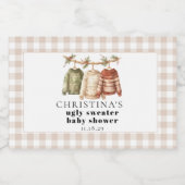 Moderne lelijke wintertrui Baby shower Sparkling Wijnetiket (Enkel label)