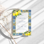 Moderne Lemon Blue & Yellow Mediterranean Wedding Kaart