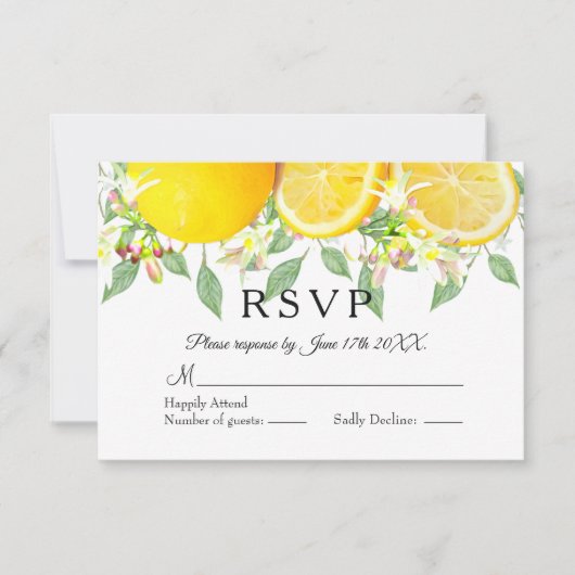 Moderne Lemon Boho Zomer Bruiloft RSVP (Voorkant)