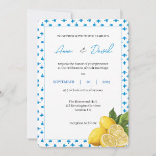 Moderne Lemon bruiloft uitnodiging   Minimale citr