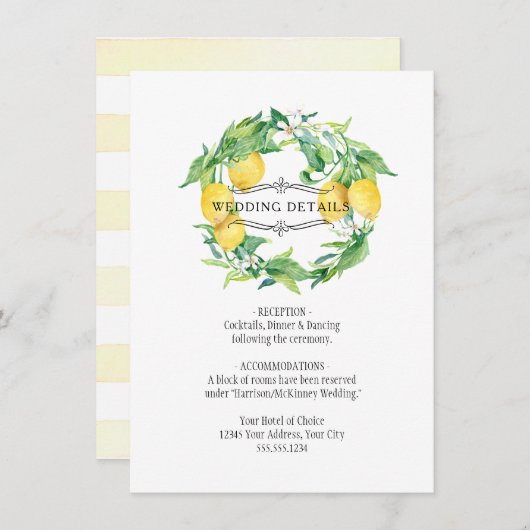 Moderne Lemon Floral Citrus Foliage Weddenschap Kaart (Voorkant / Achterkant)