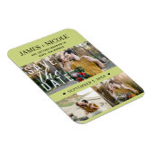 Moderne Lemon Lime Save the Date Trouw 3 Foto's Magneet (Rechterzijde)