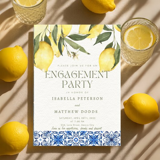 Moderne Lemon Mediterrane Verlovingsfeest Kaart