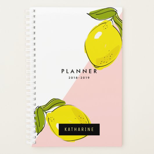 Moderne Lemon & Pink Blocks Planner (Voorkant)